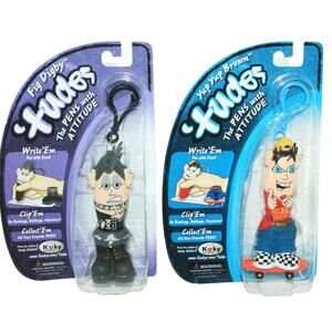 2 Pc Lot - Kooky Tudes Figure Pens - Attitude Yup Yup Brown Skateboard Fig Digby